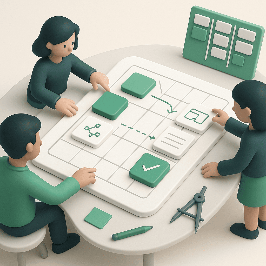 Structuur die werkt, wireframes en logische flows